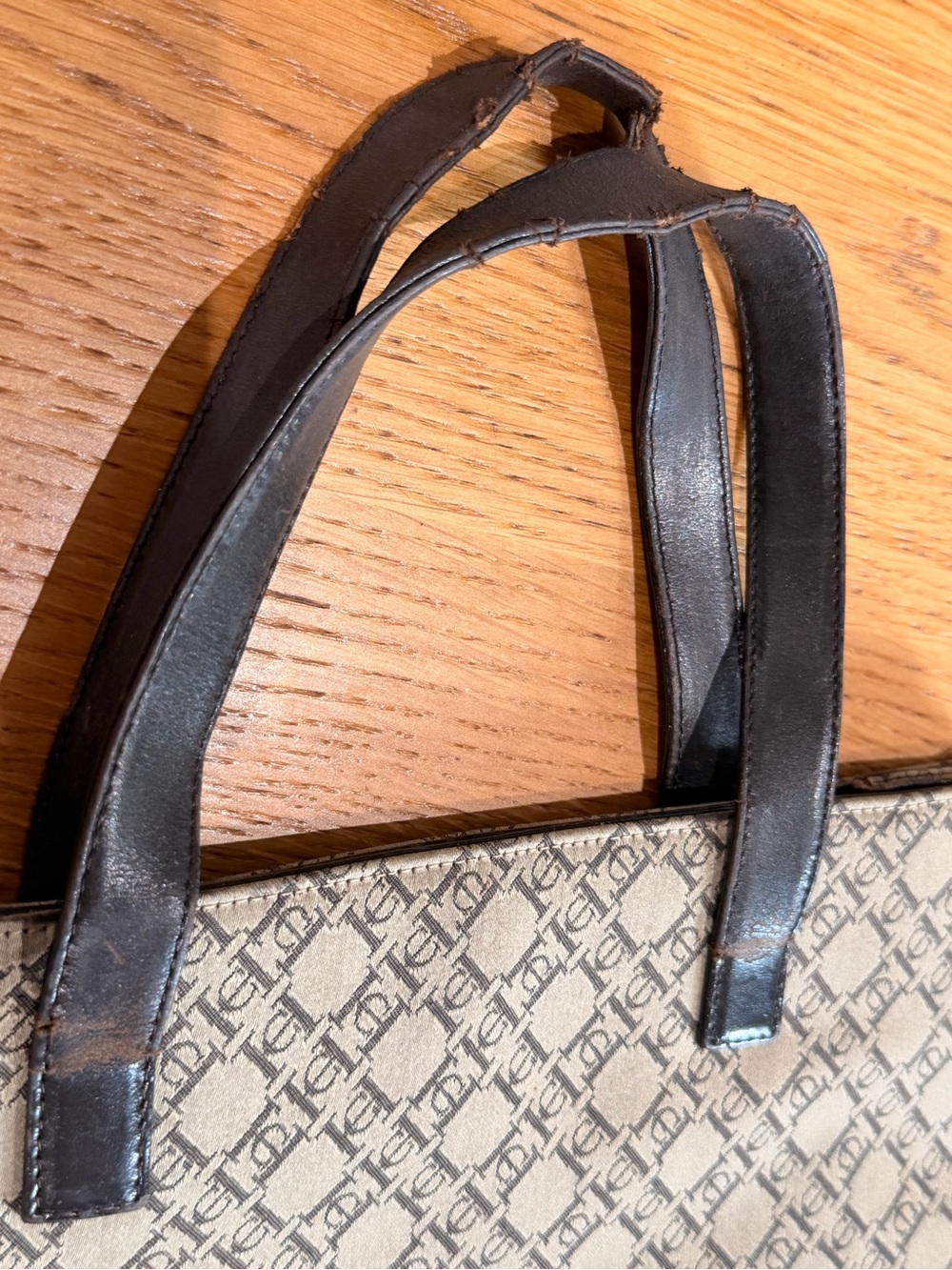 Carolina Herrera Beige and Dark Brown Monogram Tote - Picture 7 of 9